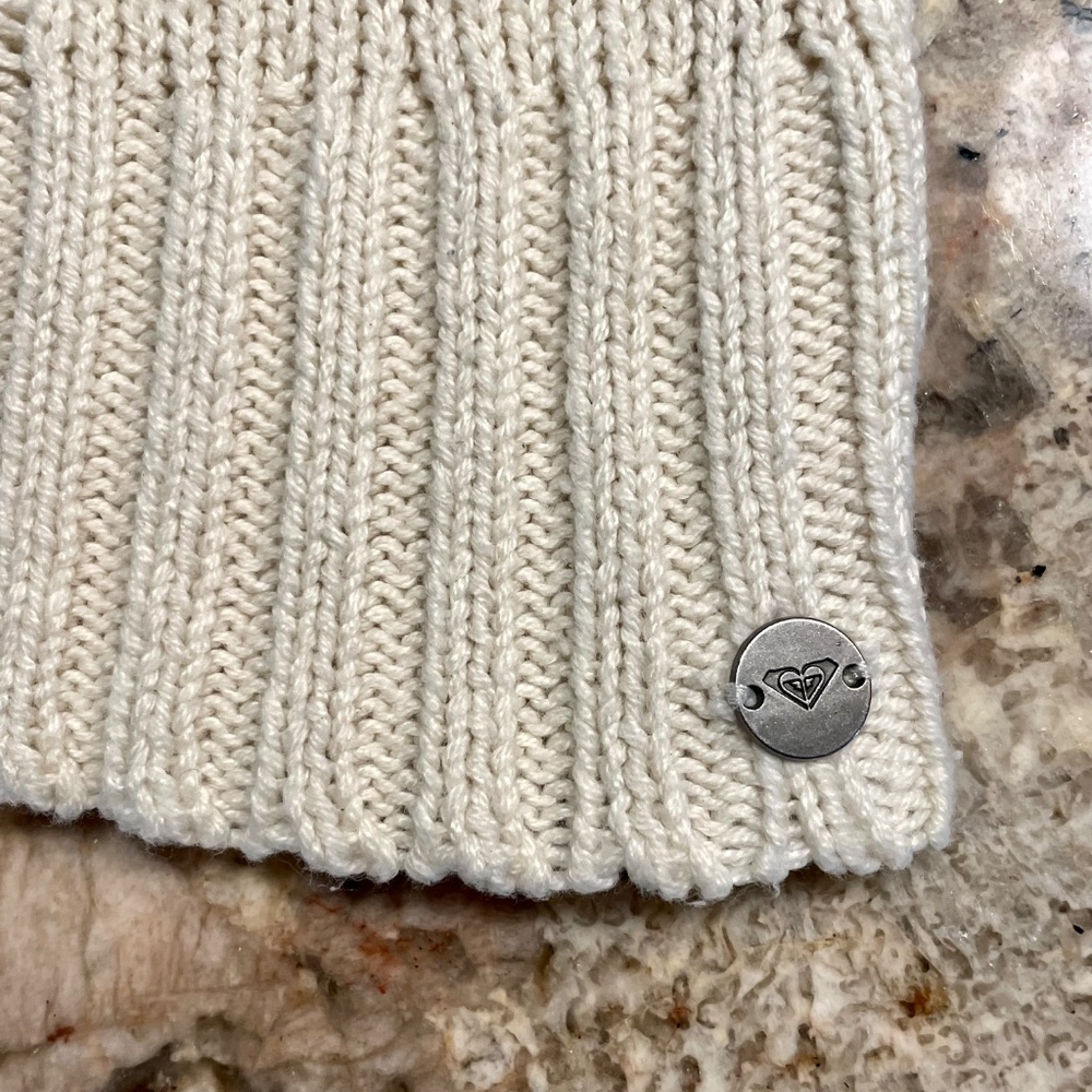 Roxy Ivory Crochet Knit Pullover Sweater Tunic Small Like New - Picture 7 of 8